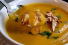 almond + coconut topped butternut squash soup