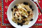 steel cut oats with ricotta, pistachios & raisins