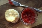 strawberry jam and biscuits