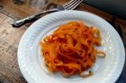 carrot “fettucine” with lemon thyme butter sauce