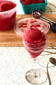 Easy, Homemade Raspberry Sorbet | www.injennieskitchen.com