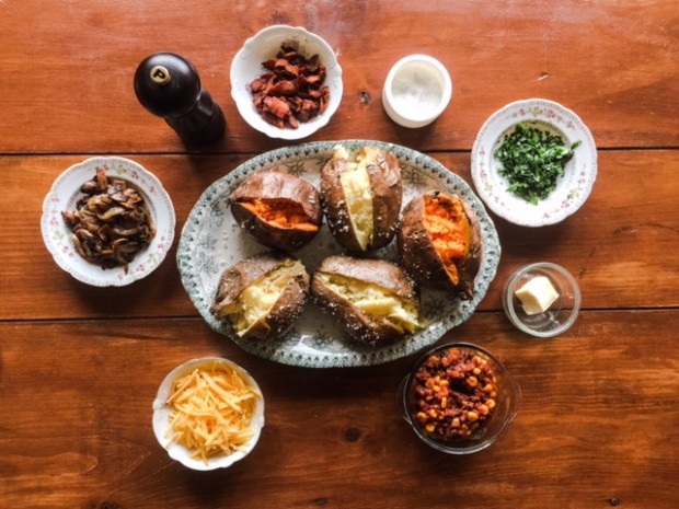 DIY Baked Potato Bar, a quick & easy weeknight dinner. | get the recipe at www.injennieskitchen.com