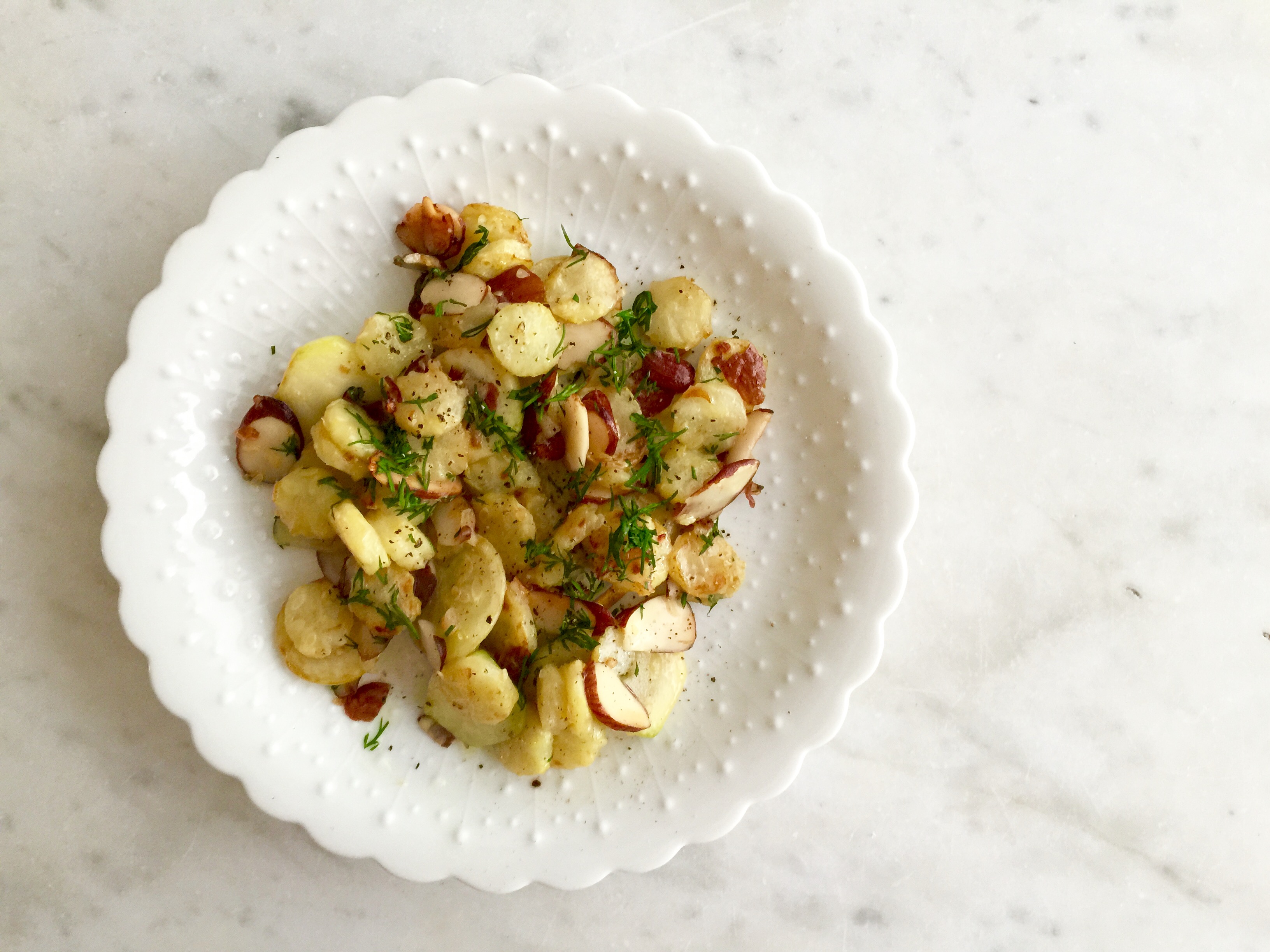 sautéed zucchini, sliced almonds & dill {cooking for one} In Jennie's