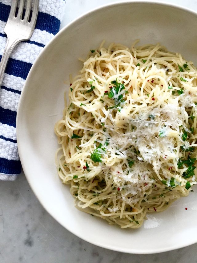 Capellini with Garlic & Chili Flakes | In Jennie's Kitchen