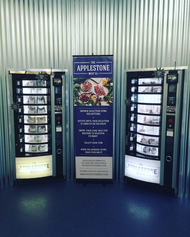 Yes, these are meat vending machines. A brilliant idea from Applestone Meat Co. Best hot dogs I've ever tasted.