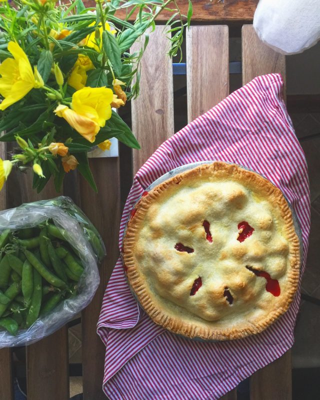 Of course all those strawberries meant pie was in our future.