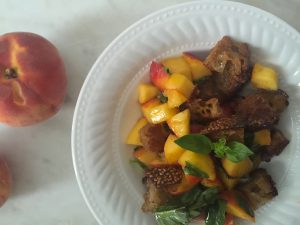 Peach & Basil Panzanella | In Jennie's Kitchen