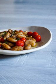 Blistered Butter Beans with Garlic, Tomatoes & Thyme | Recipe at In Jennie's Kitchen