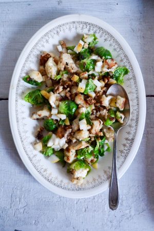 Pan Seared Cauliflower Brussels Sprouts Salad | In Jennie's Kitchen