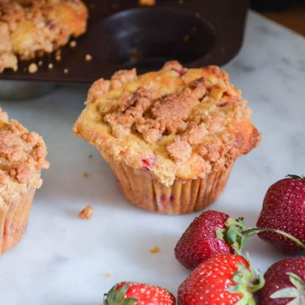 Strawberry Ginger Crumb Muffins | In Jennie's Kitchen