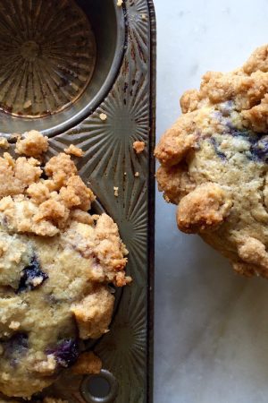 Old Fashioned Blueberry Crumb Muffins | In Jennie's Kitchen