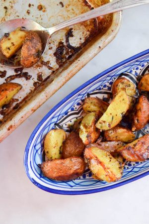 Cheesy Pesto & Fennel Roasted Potatoes Recipe | In Jennie's Kitchen