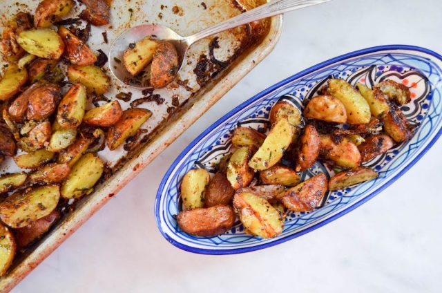 Cheesy Pesto & Fennel Roasted Potatoes Recipe | In Jennie's Kitchen