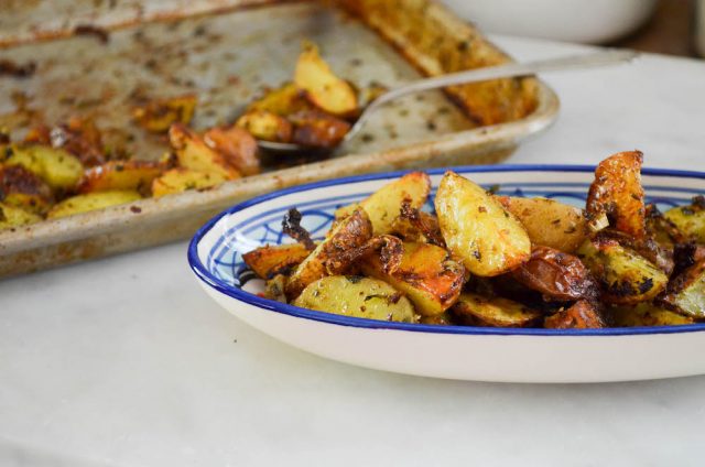 Cheesy Pesto & Fennel Roasted Potatoes Recipe | In Jennie's Kitchen