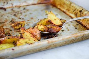 Cheesy Pesto & Fennel Roasted Potatoes Recipe | In Jennie's Kitchen