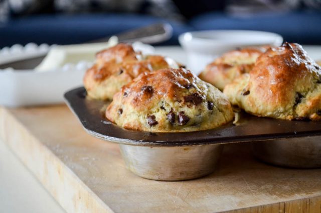 Chocolate Chip Pancake Muffins Recipe | In Jennie's Kitchen