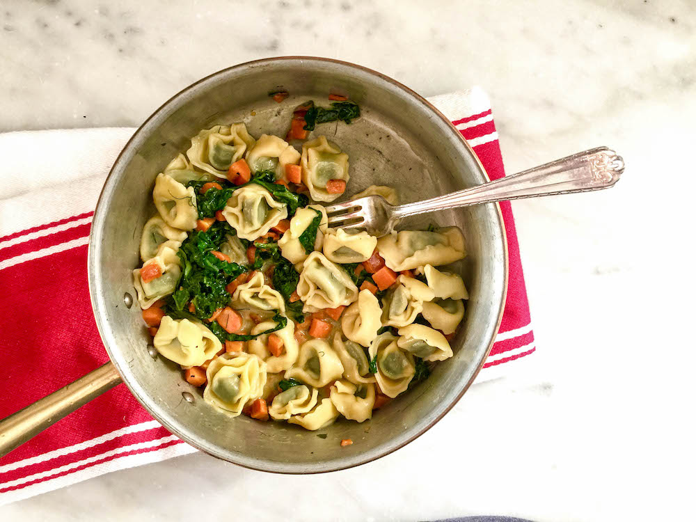 Tortellini Swiss Chard Carrots Fennel Cooking For One In Jennie S Kitchen
