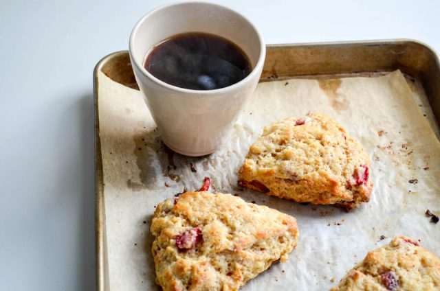 Strawberry White Chocolate Chunk Scones | In Jennie's Kitchen