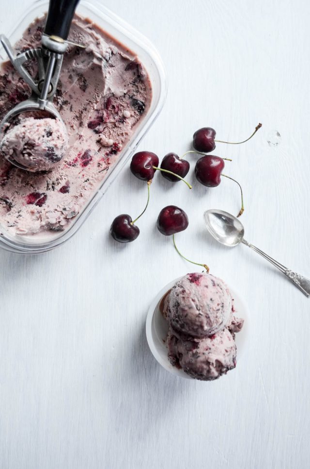 Cherry Chocolate Ripple Gelato | In Jennie's Kitchen