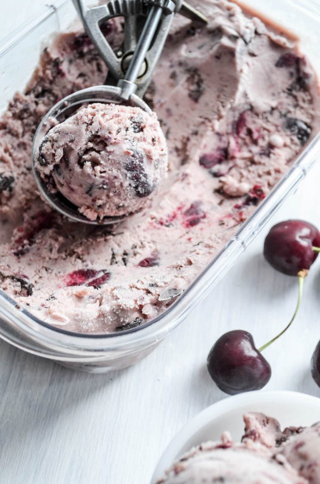 Cherry Chocolate Ripple Gelato | In Jennie's Kitchen 