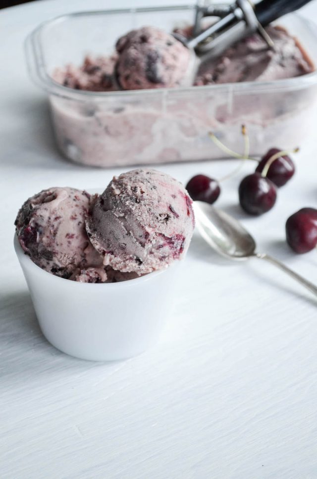 Cherry Chocolate Ripple Gelato | In Jennie's Kitchen