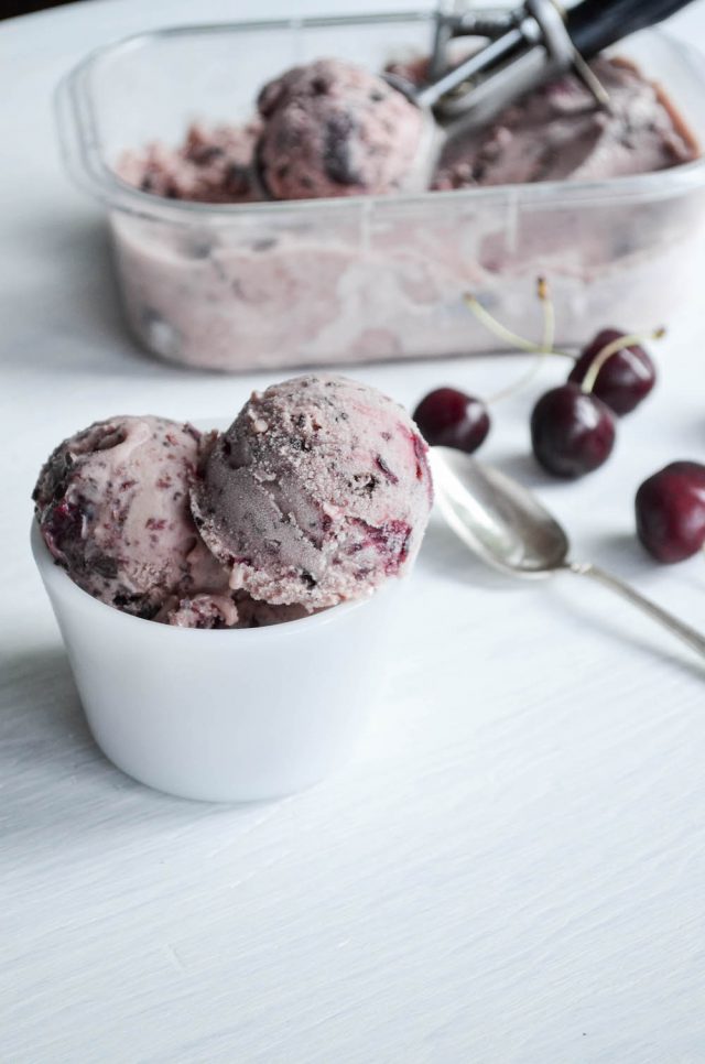 Cherry Chocolate Ripple Gelato | In Jennie's Kitchen